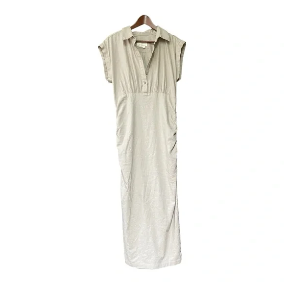 Anthropologie Tan Maxi Dress Polo Collar Dolman Sleeves - Picture 7 of 9